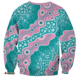 Hereditary Cancer Awareness Australia Indigenous Sweatshirt Pink and Teal LT7
