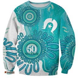 NAIDOC Week 2026 Sweatshirt 50 Years Deadly Dhari Cyan Aboriginal Art LT14