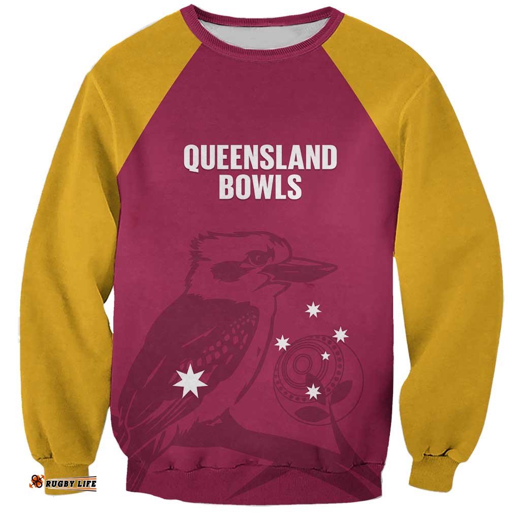 Custom Queensland Bowls Australia Sweatshirt Go Champions QLD Kookaburra LT14