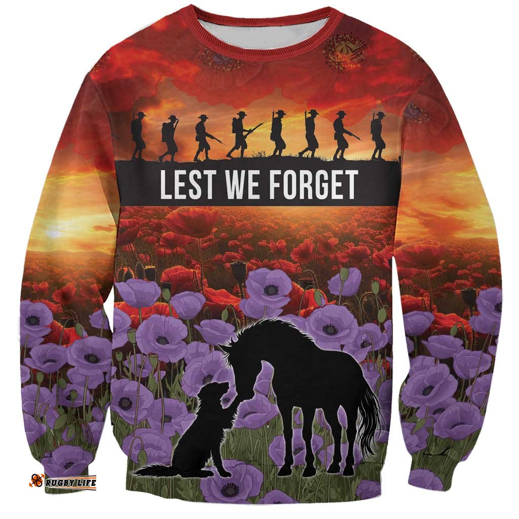Personalised ANZAC Day Sweatshirt Remembering the Animals of War LT19