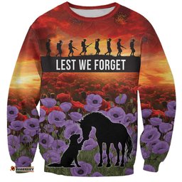 Personalised ANZAC Day Sweatshirt Remembering the Animals of War LT19
