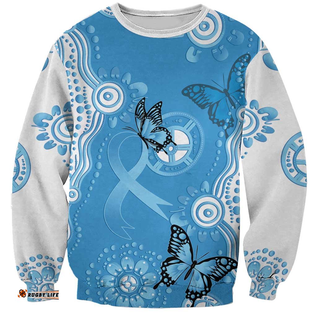 World Diabetes Day Australia Sweatshirt Blue Ribbon Butterfly Aboriginal Art LT14