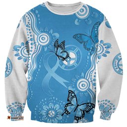 World Diabetes Day Australia Sweatshirt Blue Ribbon Butterfly Aboriginal Art LT14