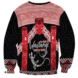Toitu Te Tiriti O Waitangi Sweatshirt Maori Wharenui With Taniko Motifs LT14