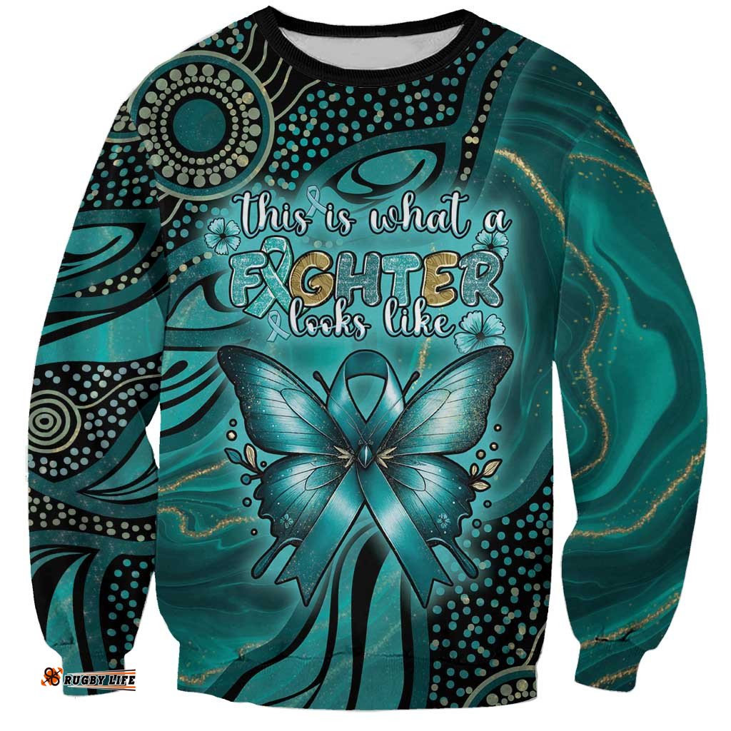 Personalised Ovarian Cancer Awareness Sweatshirt This Is What A Fighter Looks Like DT05