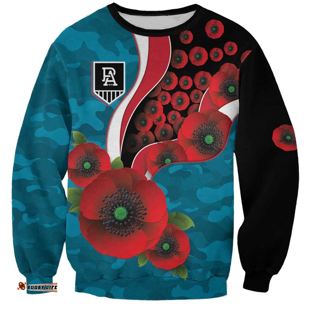 Port Power ANZAC Personalised Sweatshirt Lest We Forget Poppy Camo LT9