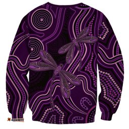 Purple Indigenous Dragonfly Australia Sweatshirt Aboriginal Art LT14