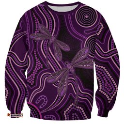 Purple Indigenous Dragonfly Australia Sweatshirt Aboriginal Art LT14