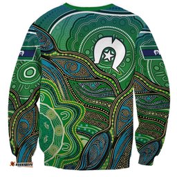 Torres Strait Islands Sweatshirt Indigenous Ocean Wave Dot Green Color TS04