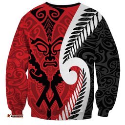 Silver Fern Koru Swirls with Maori Ta Moko Sweatshirt LT9