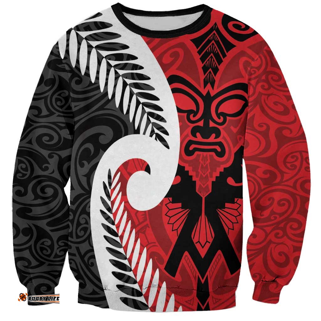 Silver Fern Koru Swirls with Maori Ta Moko Sweatshirt LT9