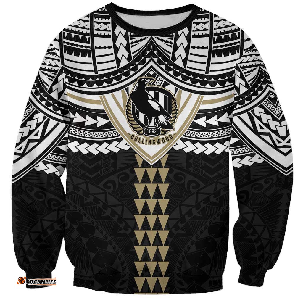 Personalized Collingwood Magpies Sweatshirt Polynesian Tribal Pattern Heritage Football TS04