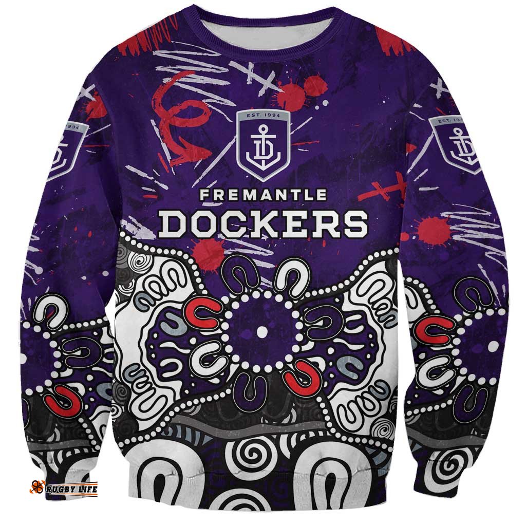 Personalized Fremantle Dockers Sweatshirt Aboriginal Dot Painting Graffiti Style TS04