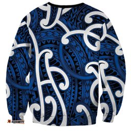 Aotearoa Maori Kowhaiwhai Sweatshirt Kikorangi Puhoro and Patiki LT9