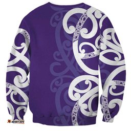 Violet Green Maori Sweatshirt Koru Kowhaiwhai LT7