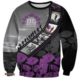 Personalised Remembering ANZAC Lest We Forget Sweatshirt Vintage Film Frame Memorial Purple Poppy LT9