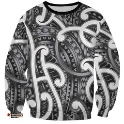Aotearoa Maori Kowhaiwhai Sweatshirt Kiwikiwi Puhoro and Patiki LT9