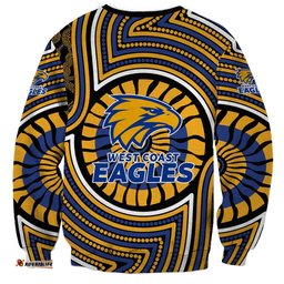 West Coast Eagles Sweatshirt Indigenous Monochrome Dot Art Mascot Style TS04
