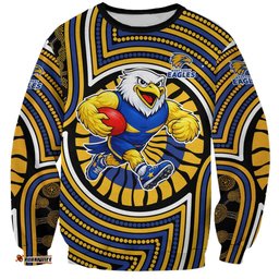 West Coast Eagles Sweatshirt Indigenous Monochrome Dot Art Mascot Style TS04