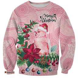 Watercolor Pink Galah Flowers Sweatshirt Australia Christmas Vibes LT9