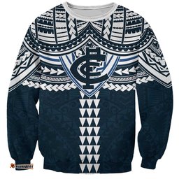 Personalized Carlton Blues Sweatshirt Polynesian Tribal Pattern Heritage Football TS04