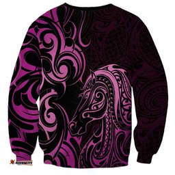 Pink Aoteara Horse Racing Sweatshirt NZ Maori Pattern LT14