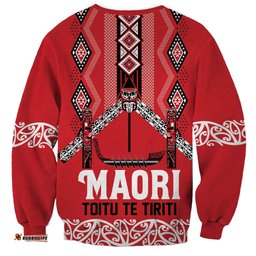 Toitu Te Tiriti Waitangi Sweatshirt Red Wharenui House LT9
