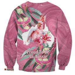 Pink Cockatoo Australia Day Sweatshirt Proud To Be An Aussie Opal Eucalyptus Blossoms LT14
