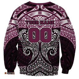 Personalized Manly Warringah Sea Eagles Sweatshirt Polynesian Tribal Pattern Style TS04