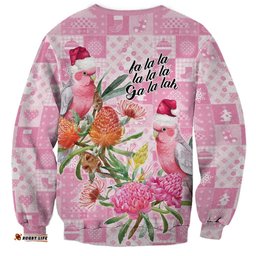 Sweet Pink Cockatoos Aussie Santa Sweatshirt Australia Christmas Vibes LT9