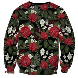 Australia Waratah Flannel Flower Sweatshirt Aussie Native Flowers Seamless Stylized LT14