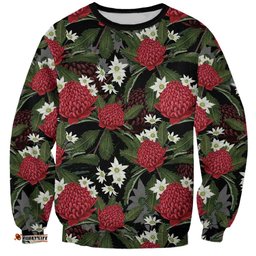 Australia Waratah Flannel Flower Sweatshirt Aussie Native Flowers Seamless Stylized LT14