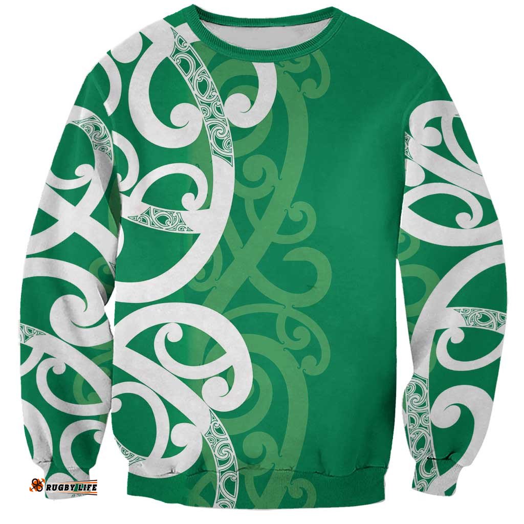Pounamu Green Maori Sweatshirt Koru Kowhaiwhai LT7