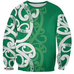 Pounamu Green Maori Sweatshirt Koru Kowhaiwhai LT7