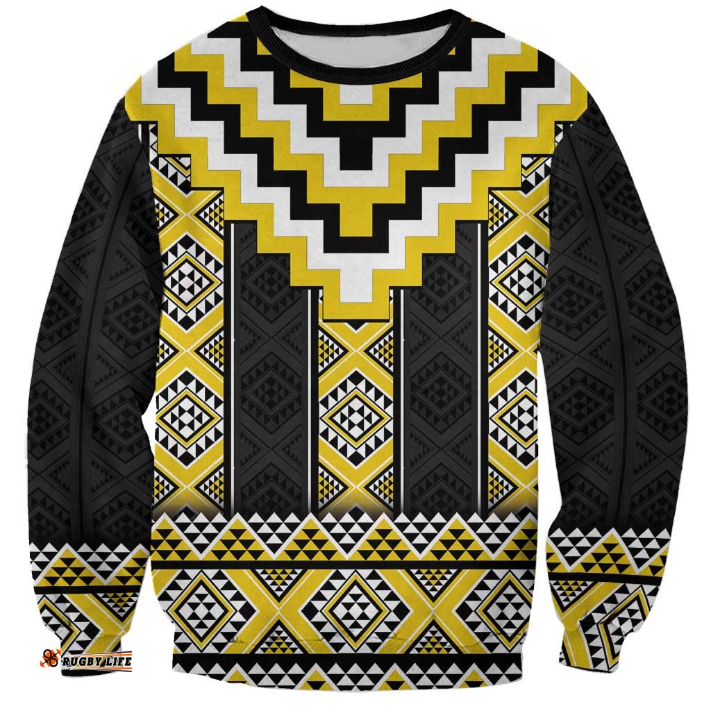 Yellow Taniko Aotearoa Sweatshirt Niho Taniwha Mix Poutama LT14
