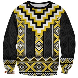 Yellow Taniko Aotearoa Sweatshirt Niho Taniwha Mix Poutama LT14