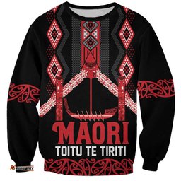 Toitu Te Tiriti Waitangi Sweatshirt Black Wharenui House LT9