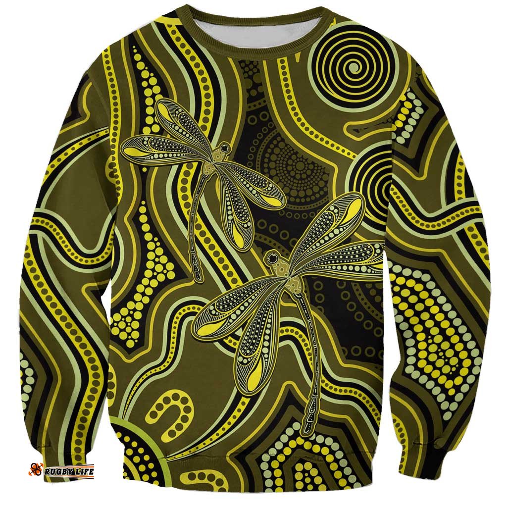 Yellow Indigenous Dragonfly Australia Sweatshirt Aboriginal Art LT14