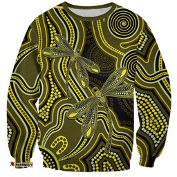 Yellow Indigenous Dragonfly Australia Sweatshirt Aboriginal Art LT14