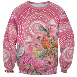 Personalized Pink Galah Aboriginal Dot Art Sweatshirt Australias Breast Cancer Awareness LT9