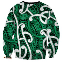 Aotearoa Maori Kowhaiwhai Sweatshirt Kakariki Puhoro and Patiki LT9