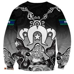 Torres Strait Islander Flag Sweatshirt Dhari Indigenous Dotwork Pattern Art TS04