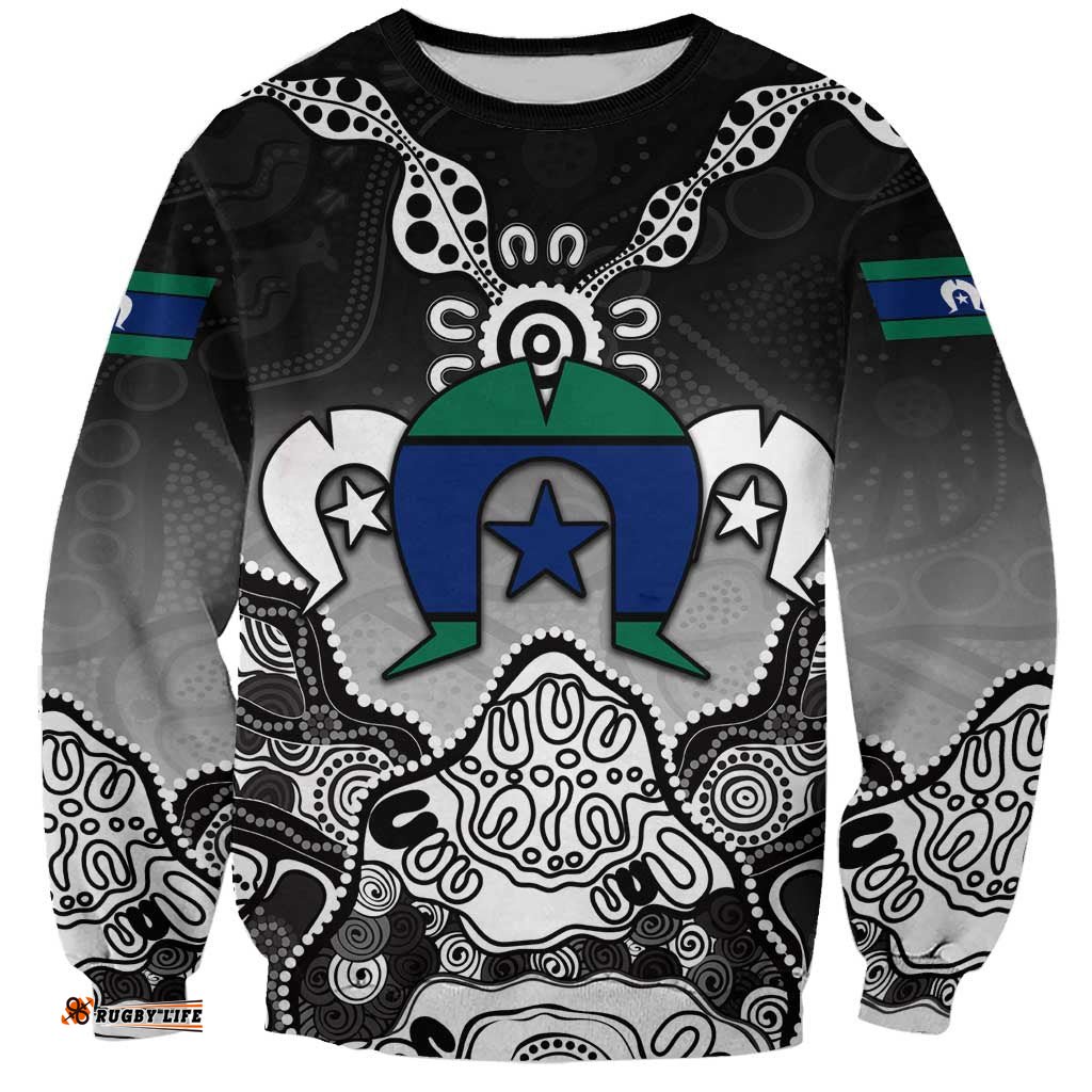 Torres Strait Islander Flag Sweatshirt Dhari Indigenous Dotwork Pattern Art TS04