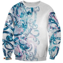 Turquoise Paua Shell Maori Sweatshirt Koru Kowhaiwhai LT7