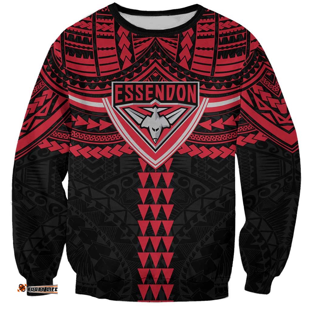 Personalized Essendon Bombers Sweatshirt Polynesian Tribal Pattern Heritage Football TS04