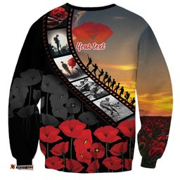 Personalised Remembering ANZAC Lest We Forget Sweatshirt Vintage Film Frame Memorial Red Poppy LT9