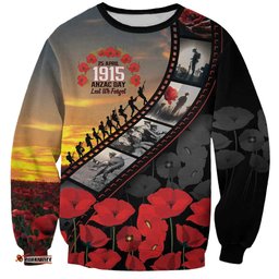 Personalised Remembering ANZAC Lest We Forget Sweatshirt Vintage Film Frame Memorial Red Poppy LT9