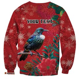 Tui Meri Kirihimete Personalised Sweatshirt Pohutukawa Flowers Red Motif LT9