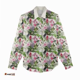 Aussie Pink Cockatoo Flowers Seamless Pattern Women Casual Shirt LT9