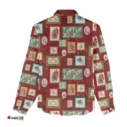 Aussie Birds Christmas La La Land Women Casual Shirt Red Vintage Stamp Edition LT9